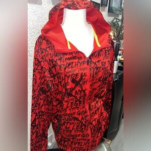 Pro player Full Print Red Hooded Coat/Jacket Mens Sz M